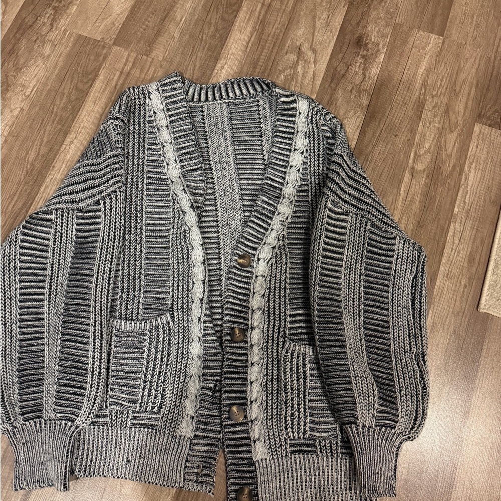 Gray Striped Sweater
